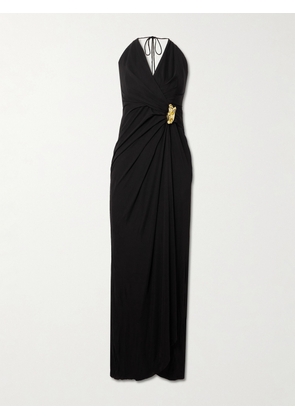 Rebecca Vallance - Zaley Draped Embellished Jersey Halterneck Maxi Dress - Black - UK 4,UK 6,UK 8,UK 10,UK 12,UK 14