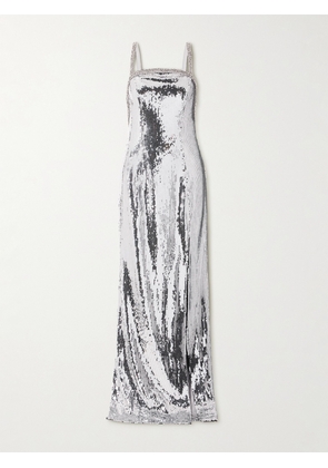 Rebecca Vallance - Olympia Open-back Crystal-embellished Sequined Mesh Gown - Silver - UK 4,UK 6,UK 8,UK 10,UK 12