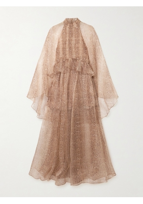 Zimmermann - Memento Ruffled Leopard-print Silk-organza Maxi Dress - Cream - 01,2