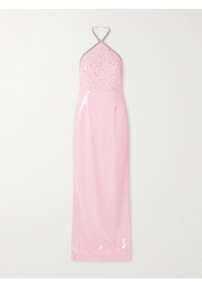 Rebecca Vallance - Lydia Embellished Chiffon Halterneck Gown - Pink - UK 4,UK 6,UK 8,UK 10,UK 12