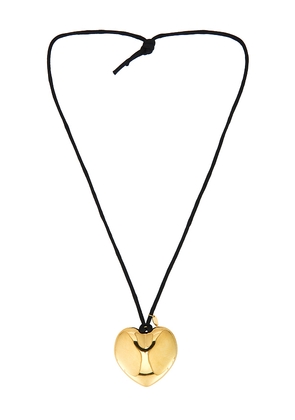 Maison Irem Big Heart Necklace in Metallic Gold.
