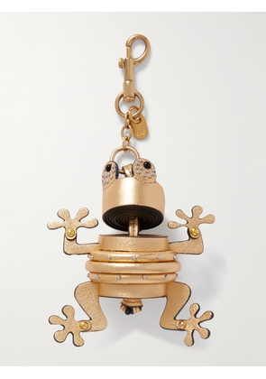 Anya Hindmarch - Frog Gold-tone Studded Metallic Leather Keychain - One size
