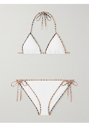 Burberry - Mata Checked-piped Triangle Bikini - White - xx small,x small,small,medium,large,x large
