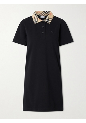 Burberry - Checked Cotton-piqué Mini Dress - Black - xx small,x small,small,medium,large,x large