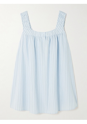 Deiji Studios - Yoke Striped Cotton-poplin Mini Dress - Blue - xx small,x small,small,medium,large