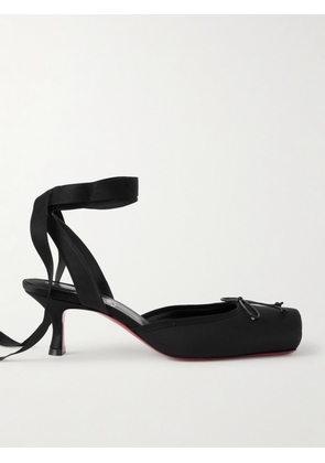 Christian Louboutin - Cassia 55 Bow-detailed Grosgrain-trimmed Satin Pumps - Black - IT35,IT36,IT36.5,IT37,IT37.5,IT38,IT38.5,IT39,IT39.5,IT40,IT40.5,IT41,IT41.5,IT42