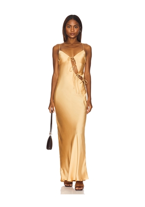LIONESS About A Girl Maxi Dress in Tan. Size L. Also in XXS, XS, S, M.