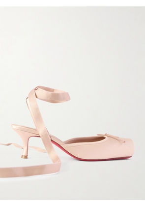 Christian Louboutin - Cassia 55 Bow-detailed Grosgrain-trimmed Satin Pumps - Pink - IT36,IT36.5,IT37,IT37.5,IT38,IT38.5,IT39,IT39.5,IT40,IT40.5,IT41,IT41.5,IT42