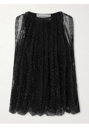 Sportmax - Ruched Crystal-embellished Mesh Top - Black - x small,small,medium,large,x large
