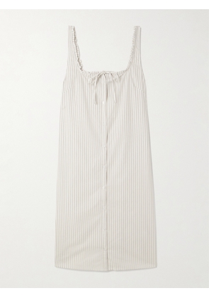 Deiji Studios - Ruffled Striped Organic Cotton-poplin Dress - White - xx small,x small,small,medium,large