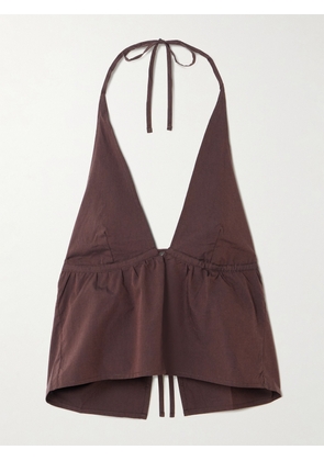 Deiji Studios - Organic Cotton-poplin Halterneck Top - Brown - xx small,x small,small,medium,large