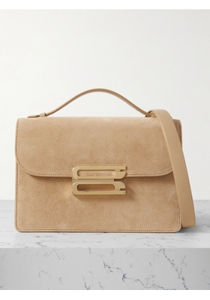 Victoria Beckham - The Dorian Leather-trimmed Suede Shoulder Bag - Neutrals - One size