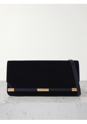 Victoria Beckham - 202 Leather-trimmed Velvet Clutch - Blue - One size