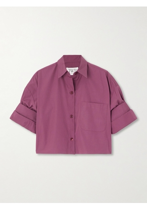 TWP - Next Ex Cropped Cotton-poplin Shirt - Burgundy - XXS,XS/S,M/L