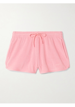 Hunza G - Embroidered Cotton-terry Shorts - Pink - small,medium,large,x large