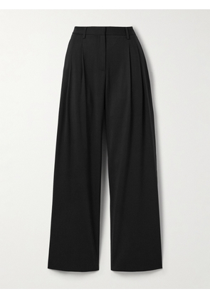 TWP - Sulli Satin-trimmed Pleated Wool-blend Twill Wide-leg Pants - Black - US0,US2,US4,US6,US8,US10,US12