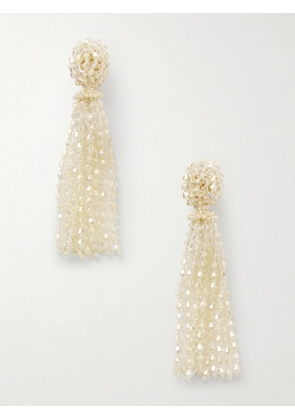 Oscar de la Renta - Tassel Beaded Clip Earrings - Yellow - One size