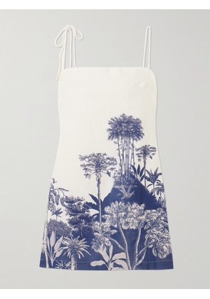 Andres Otalora - Tres Pm Printed Linen Mini Dress - Blue - US0,US2,US4,US6,US8,US10,US12