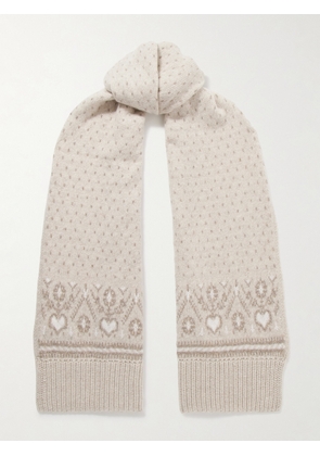KHAITE - Lucerne Fair Isle Cashmere Scarf - Neutrals - One size