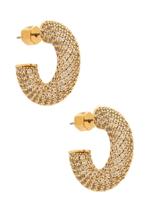 MIRANDA FRYE Dolly Earrings in Metallic Gold.