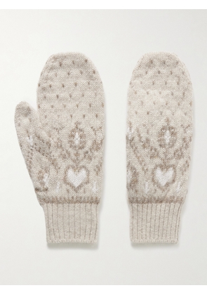 KHAITE - Christel Fair Isle Cashmere Mittens - Neutrals - One size