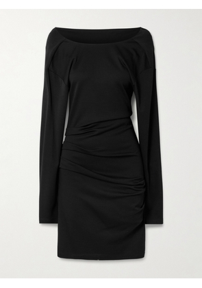 Max Mara - Umido Gathered Wool Mini Dress - Black - x small,small,medium,large,x large
