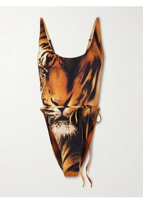 SKIMS - + Roberto Cavalli Signature Swim Tie Waist One Piece - Tiger Face - Multi - XXS,XS,S,M,L,XL,2XL