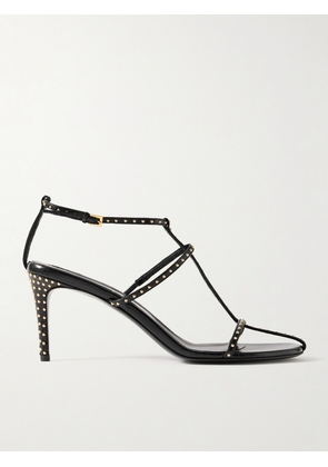 KHAITE - Cage Studded Glossed-leather Sandals - Black - IT36,IT36.5,IT37,IT37.5,IT38,IT38.5,IT39,IT39.5,IT40,IT40.5,IT41