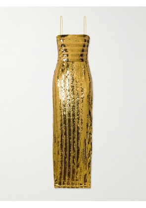 Galvan - Stargaze Striped Sequined Tulle Maxi Dress - Gold - FR 34,FR 36,FR 38,FR 40,FR 42,FR 44