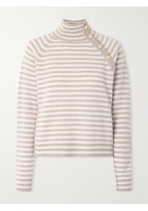 Max Mara - Striped Cashmere Turtleneck Sweater - Ivory - x small,small,medium,large,x large