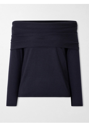 Max Mara - Faretra Off-the-shoulder Gathered Cashmere Top - Blue - x small,small,medium,large,x large