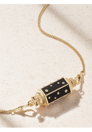 Marie Lichtenberg - Dot Locket Gourmette 18-karat Gold, Ebony And Diamond Necklace - Black - One size