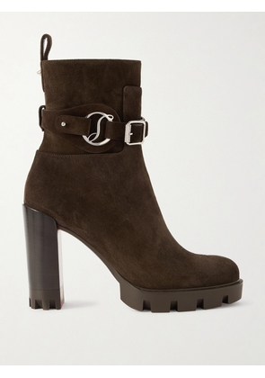 Christian Louboutin - Dianouchette 100 Buckled Suede Ankle Boots - Brown - IT36,IT36.5,IT37,IT37.5,IT38,IT38.5,IT39,IT39.5,IT40,IT40.5,IT41,IT41.5,IT42