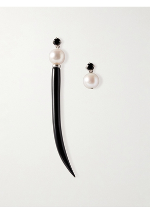 Le Sundial - Arco Pearl, Spinel, Resin And Silver Earrings - Black - One size