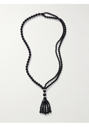 Le Sundial - Venice Opera Tasseled Onyx And Silver Necklace - Black - One size