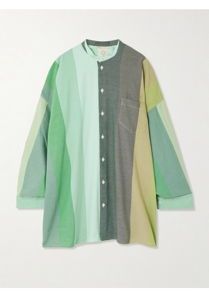 Marrakshi Life - Oversized Striped Cotton Shirt - Green - xx small,x small,small,medium,large,x large,xx large