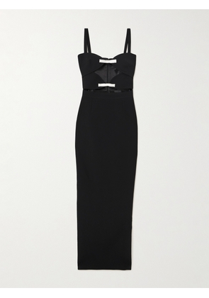 The New Arrivals Ilkyaz Ozel - Ambrosia Satin-trimmed Cutout Crepe Gown - Black - FR 34,FR 36,FR 38,FR 40,FR 42,FR 44