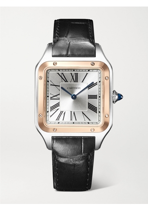Cartier - Santos-dumont Large 43.5mm Stainless Steel, 18-karat Rose Gold And Alligator Watch - One size