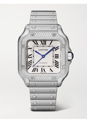 Cartier - Santos De Cartier Automatic 41.9mm Stainless Steel And Diamond Watch - Gray - One size