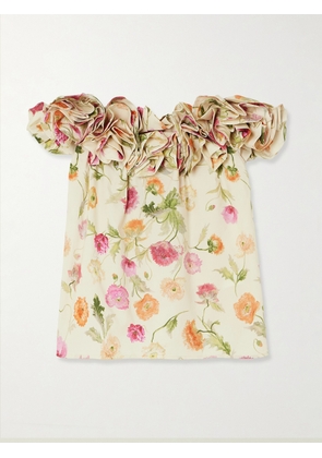 Carolina Herrera - Off-the-shoulder Ruffled Floral-print Cotton-blend Top - Multi - US0,US2,US4,US6,US8,US10,US12,US14