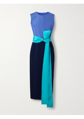 Carolina Herrera - Belted Faille And Crepe Midi Dress - Blue - US2,US4,US6,US8,US10,US12