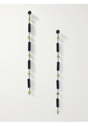 Le Sundial - Jackie Rhodium-plated Jade And Onyx Earrings - Green - One size