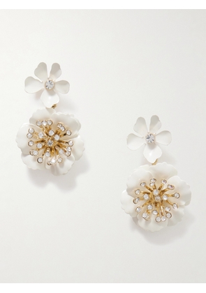 Carolina Herrera - Gold-tone, Enamel And Crystal Earrings - White - One size