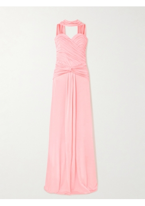 The New Arrivals Ilkyaz Ozel - Amanda Scarf-detailed Draped Jersey Gown - Pink - FR 34,FR 36,FR 38,FR 40,FR 42,FR 44