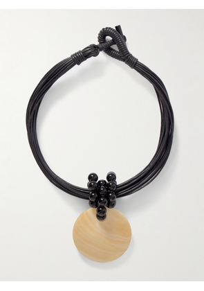 Le Sundial - The Ivory Eclipse Waxed-cotton, Onyx And Mother-of-pearl Necklace - Black - One size