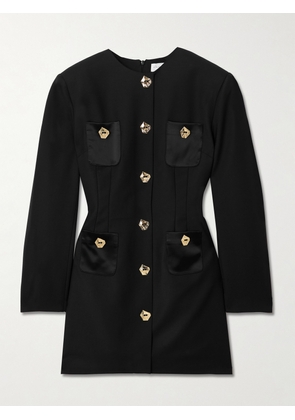 VIOLANTE NESSI - Baselitz Button-embellished Satin-trimmed Wool-blend Mini Dress - Black - IT38,IT40,IT42,IT44,IT46