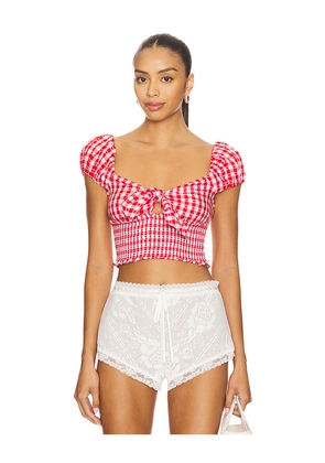 LoveShackFancy Isalia Top in Red. Size L. Also in XS, S, M.