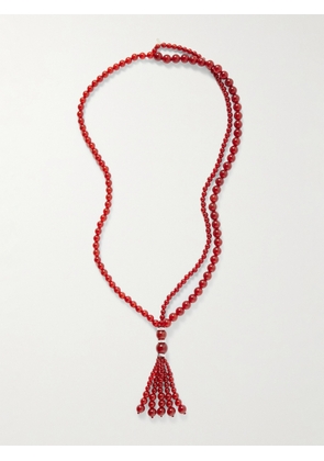 Le Sundial - Venice Opera Tasseled Carnelian And Silver Necklace - Red - One size