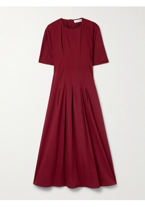 Proenza Schouler White Label - Ainsley Pleated Brushed Cotton-blend Twill Midi Dress - Burgundy - US00,US0,US2,US4,US6,US8,US10,US12,US14