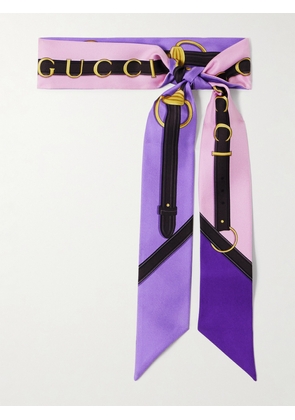 Gucci - Printed Silk-twill Scarf - Purple - One size